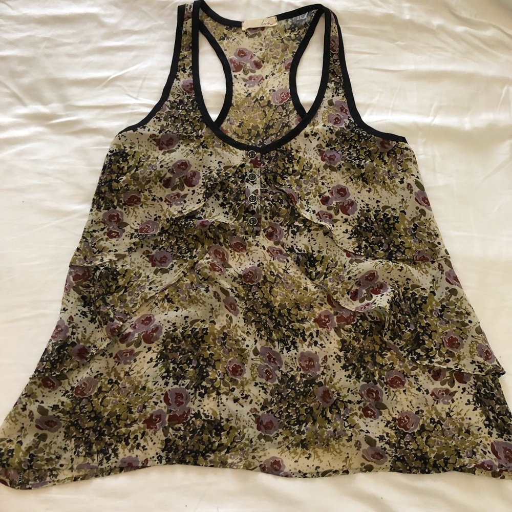 Sheer Floral Print Sleeveless Top